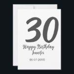 Convite modelo de 30º aniversário preto com nome data ano<br><div class="desc">design editável</div>