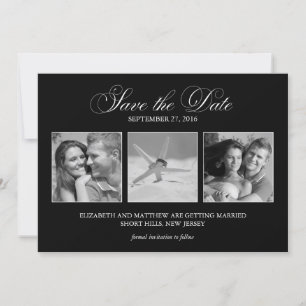 Convite Modelo de 3 Fotos para Save the Date de Casamento