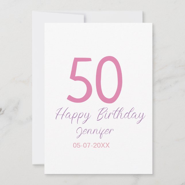 Convite modelo de 50º aniversário adicionar nome data ano  (Frente)