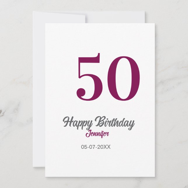 Convite modelo de 50º aniversário adicionar nome data ano  (Frente)