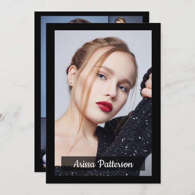 Convite Modelo de 5 Fotografias de 2 lados, Comp/Zed Card  (Frente/Verso)