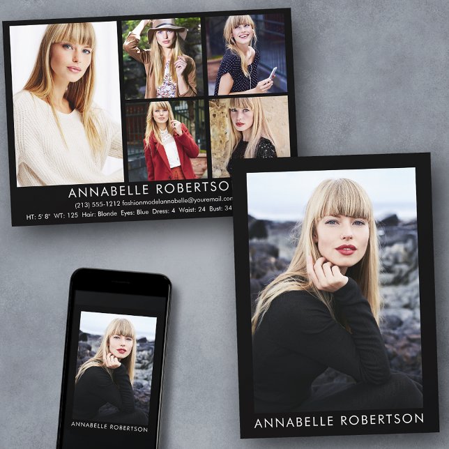 Convite Modelo de 6 fotos modernas e placa de vídeo do ato (Customize to change background color, text size or text style. Available for prints and download.)