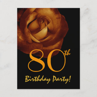 Convite Modelo de 80º Aniversário Gold Rose Metálico W245