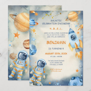 Convite Modelo de Aniversário de Espaço Personalizado