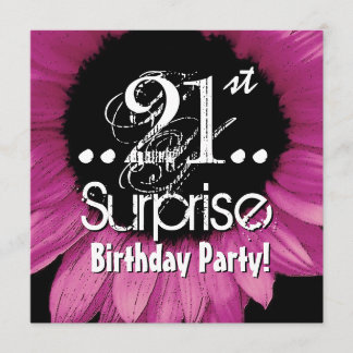 Convite Modelo de aniversário surpresa do Sunflower rosa 2