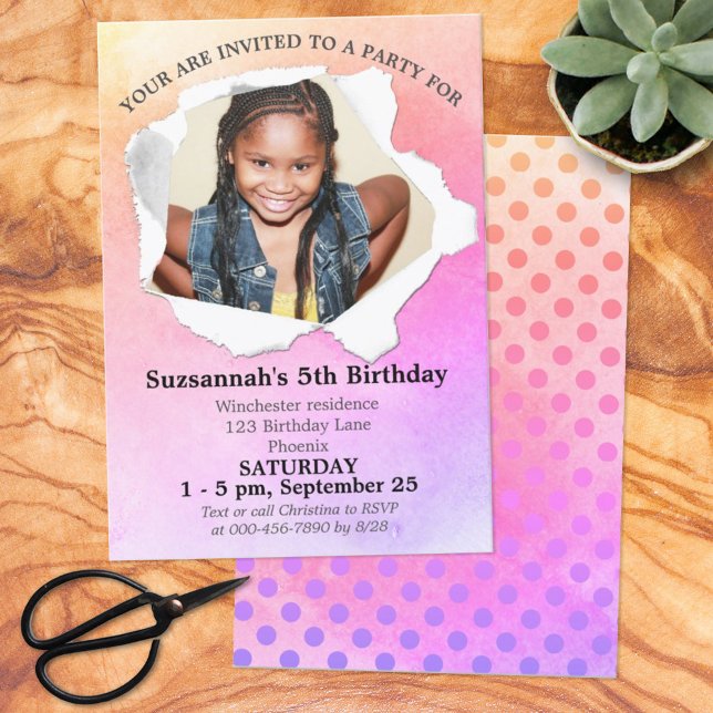 Convite Modelo de Aquarela Personalizada em Forma de Punch (Criador carregado)