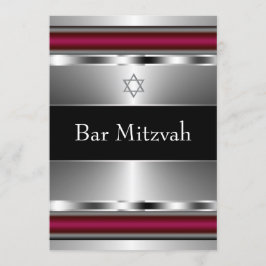 Convite Modelo de Bar Mitzvah Estrela de Davi Vermelha Pre