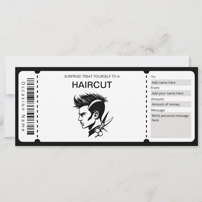 Convite Modelo de Barber Voucher, Certificado de Presente  (Frente)