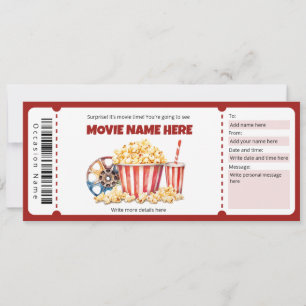 Convite Modelo de Bilhete de Cinema Noturno Surpresa