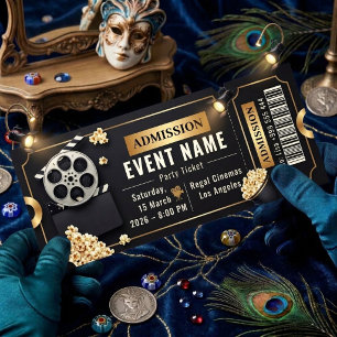 Convite Modelo de Bilhete de Festa de Noite de Cinema Edit