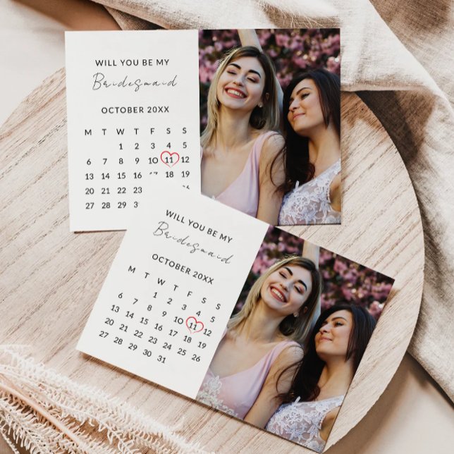 Convite Modelo de Calendário de Fotos de Proposta Bridesma (Bridesmaid Proposal Photo Calendar Template)