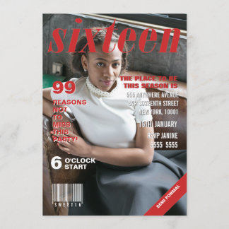 Convite Modelo de capa de revista do doce dezesseis