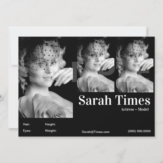 Convite Modelo de Captura de Cabeça de Ator e Modelo (Frente)