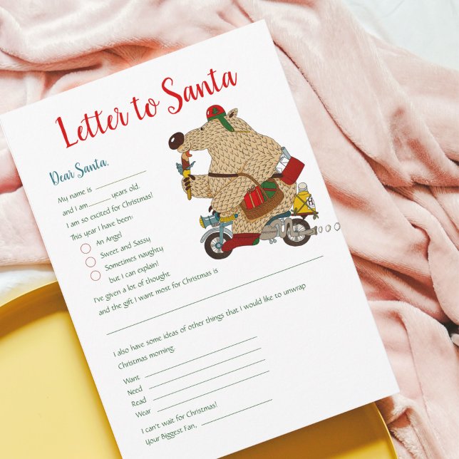 Convite Modelo de Carta de Natal para o Urso Santa Claus (Criador carregado)