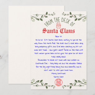 Convite Modelo de Carta de Papai Noel Editável Imprimível