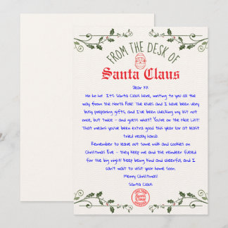 Convite Modelo de Carta de Papai Noel Editável para Impres