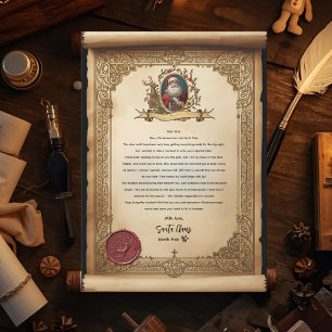 Convite Modelo de Carta de Papai Noel em Pergaminho Antigo