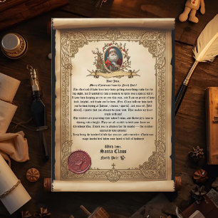 Convite Modelo de Carta do Papai Noel em Pergaminho Antigo
