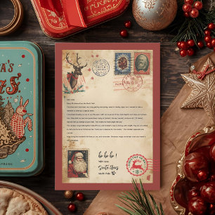 Convite Modelo de Carta do Papai Noel Vintage Retro Polo
