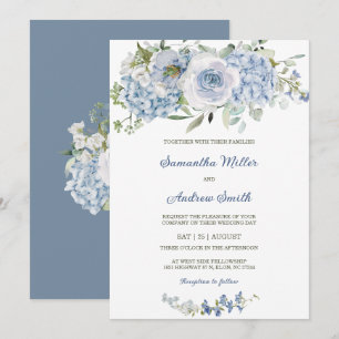 Convite Modelo de Casamento Azul Poeirento Elegante