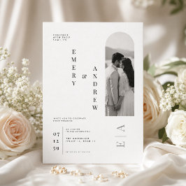 Convite Modelo de casamento com tipografia vertical modern