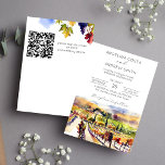 Convite Modelo de casamento de aquarelas de Napa Valley<br><div class="desc">Modelo de casamento de cor d'água do Vale do Napa,  tudo em um convite para download instantâneo com QR rsvp no verso</div>