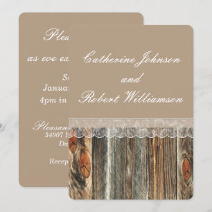 Convite Modelo de Casamento de Barnwood e Lace Country