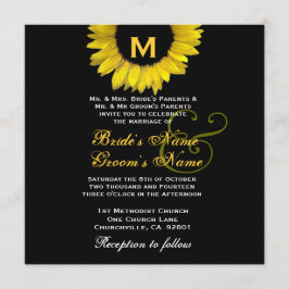 Convite Modelo de Casamento de Girassol Amarelo-Brilhante