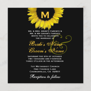 Convite Modelo de Casamento de Girassol Amarelo-Brilhante 