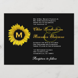Convite Modelo de Casamento de Girassol Amarelo-Brilhante