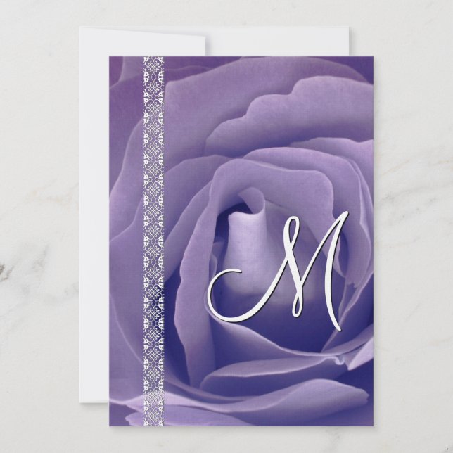 Convite Modelo de Casamento Lavanda Roxo Rosa e Renda (Frente)
