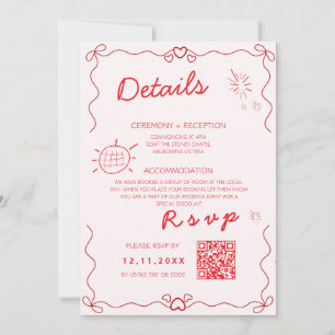 Convite Modelo de casamento manuscrito colorido detalhado