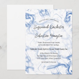 Convite Modelo de Casamento Mista Azul Moderno Minimalista
