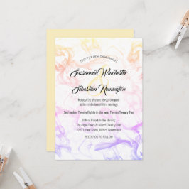 Convite Modelo de Casamento Moderno Colorido Névoa Arco-ír