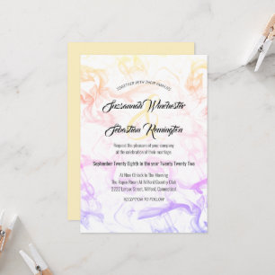 Convite Modelo de Casamento Moderno Colorido Névoa Arco-ír