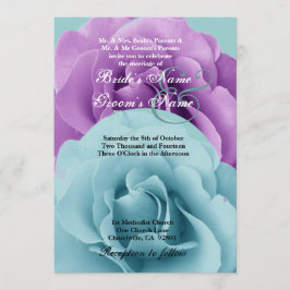 Convite Modelo de Casamento Rosa de Azul e Púrpura