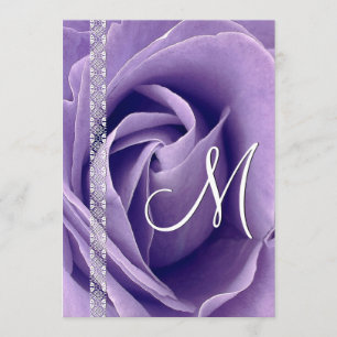 Convite Modelo de Casamento Rosa e Renda Roxa G900