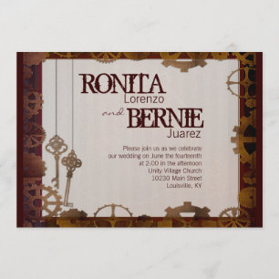 Convite modelo de casamento Steampunk