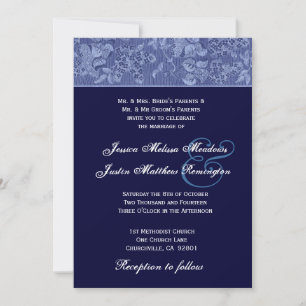 Convite Modelo de Casamento tema damasco da meia-noite de