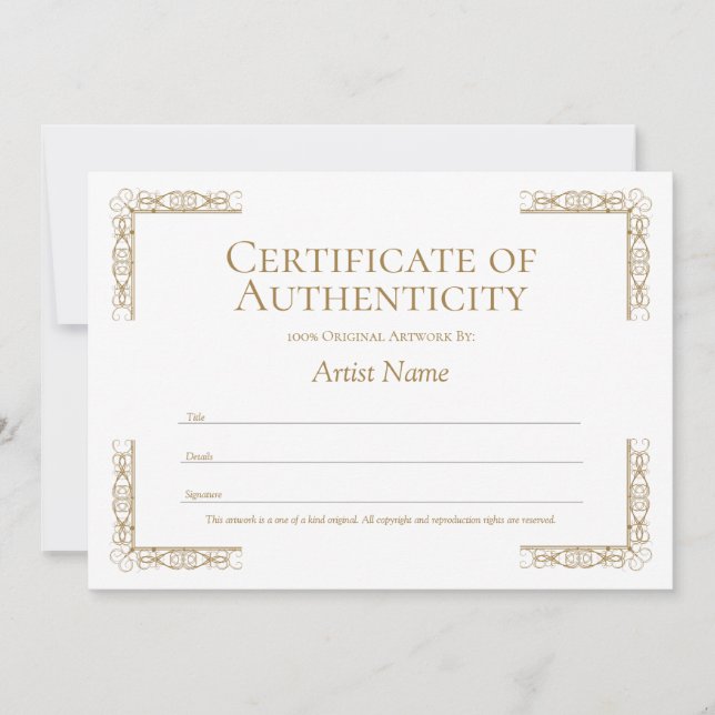 Convite Modelo de Certificado de Autenticidade Editável (Frente)