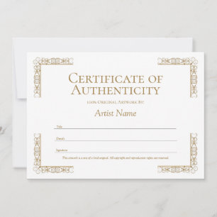 Convite Modelo de Certificado de Autenticidade Editável