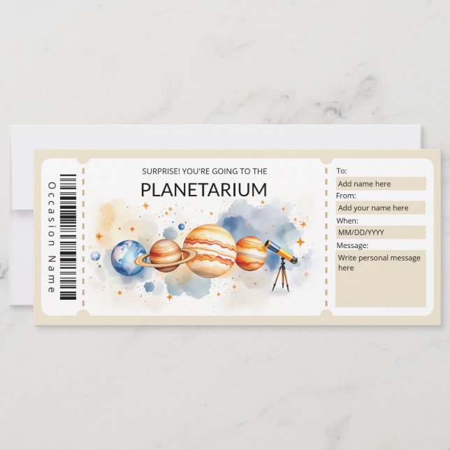 Convite Modelo de Certificado de Presente de Planetário (Frente)