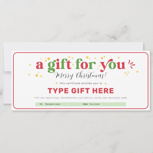 Convite Modelo de Certificado de Voucher de Presente de Na (Frente)