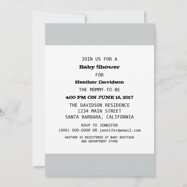 Convite Modelo de chá de fraldas de Partido  (Frente)