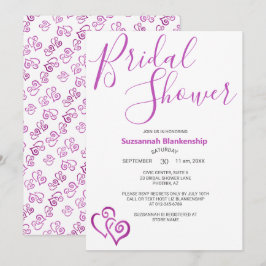 Convite Modelo de Chá de Noiva Corações Ligados Rosa