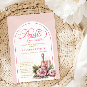 Convite Modelo de Chá de Noiva Pérolas e Prosecco Chic