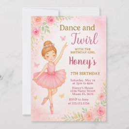 Convite Modelo de Dança Editável para Raparigas