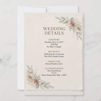 Convite Modelo de Detalhes de Casamento