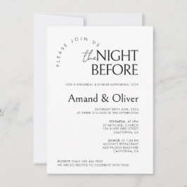 Convite Modelo de ensaio de casamento mínimoNa noite anter