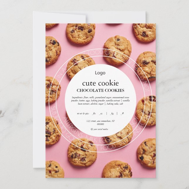 Convite Modelo de Etiqueta de Comida de Algodão Imprimível (Frente)